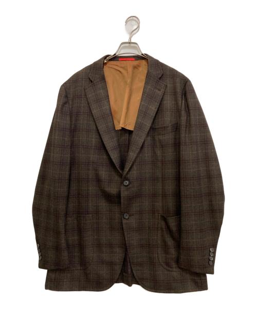 ISAIA（イザイア）ISAIA (イザイア) ウールカシミヤチェック2Bジャケット ブラウン サイズ:56の古着・服飾アイテム
