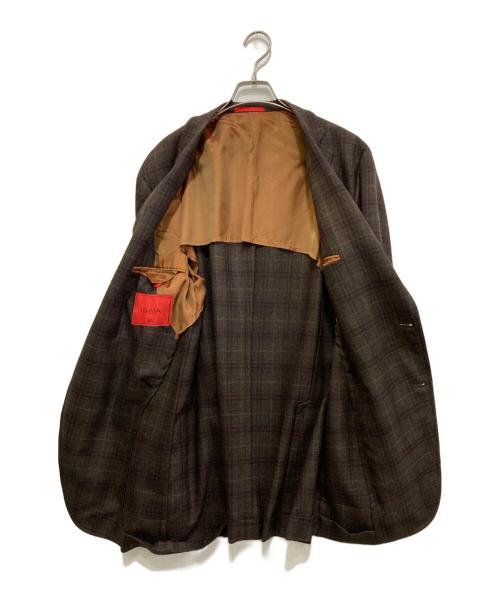 ISAIA（イザイア）ISAIA (イザイア) ウールカシミヤチェック2Bジャケット ブラウン サイズ:56の古着・服飾アイテム