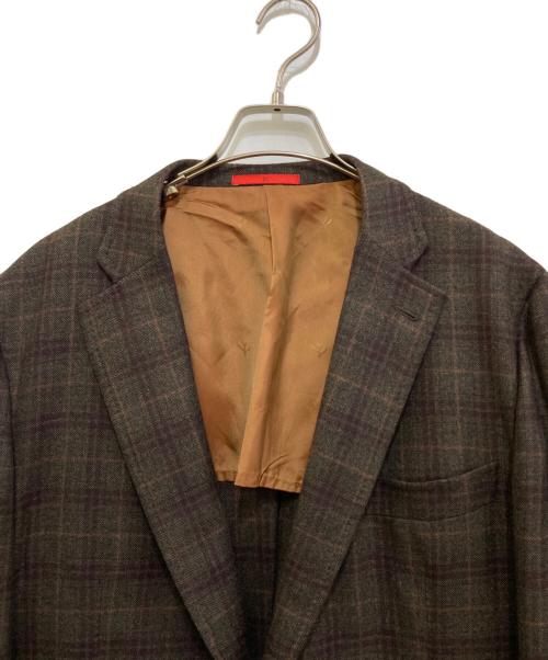 ISAIA（イザイア）ISAIA (イザイア) ウールカシミヤチェック2Bジャケット ブラウン サイズ:56の古着・服飾アイテム