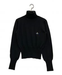 Vivienne Westwood RED LABEL（ヴィヴィアンウエストウッドレッドレーベル）の古着「オーブ刺繍タートルネックニット」｜ブラック