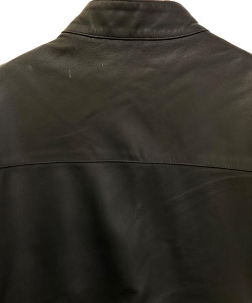 Cinquanta（チンクワンタ）Cinquanta (チンクワンタ) ラムレザー スタンドカラーシングルライダース ジャケット　H-502 ブルー×グレー サイズ:50の古着・服飾アイテム