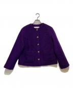 MACKINTOSH PHILOSOPHYマッキントッシュ フィロソフィー）の古着「HESSLE ブークレ ノーカラーショートジャケット　H5B03-241-36」｜パープル