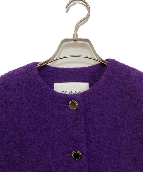 MACKINTOSH PHILOSOPHY（マッキントッシュ フィロソフィー）MACKINTOSH PHILOSOPHY (マッキントッシュ フィロソフィー) HESSLE ブークレ ノーカラーショートジャケット　H5B03-241-36 パープル サイズ:38の古着・服飾アイテム