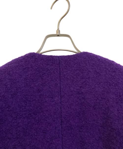 MACKINTOSH PHILOSOPHY（マッキントッシュ フィロソフィー）MACKINTOSH PHILOSOPHY (マッキントッシュ フィロソフィー) HESSLE ブークレ ノーカラーショートジャケット　H5B03-241-36 パープル サイズ:38の古着・服飾アイテム