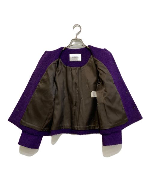 MACKINTOSH PHILOSOPHY（マッキントッシュ フィロソフィー）MACKINTOSH PHILOSOPHY (マッキントッシュ フィロソフィー) HESSLE ブークレ ノーカラーショートジャケット　H5B03-241-36 パープル サイズ:38の古着・服飾アイテム