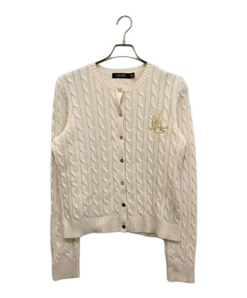 LAUREN RALPH LAUREN（ローレンラルフローレン）LAUREN RALPH LAUREN (ローレンラルフローレン) ケーブルコットンカーディガン ホワイト サイズ:XLの古着・服飾アイテム