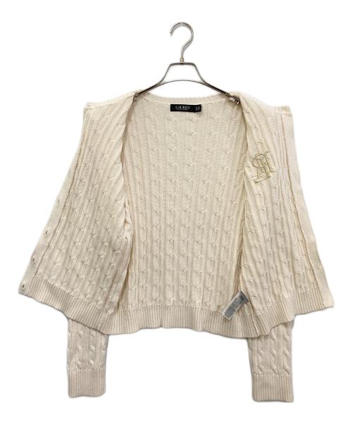 LAUREN RALPH LAUREN（ローレンラルフローレン）LAUREN RALPH LAUREN (ローレンラルフローレン) ケーブルコットンカーディガン ホワイト サイズ:XLの古着・服飾アイテム