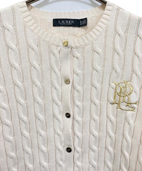 LAUREN RALPH LAUREN（ローレンラルフローレン）LAUREN RALPH LAUREN (ローレンラルフローレン) ケーブルコットンカーディガン ホワイト サイズ:XLの古着・服飾アイテム