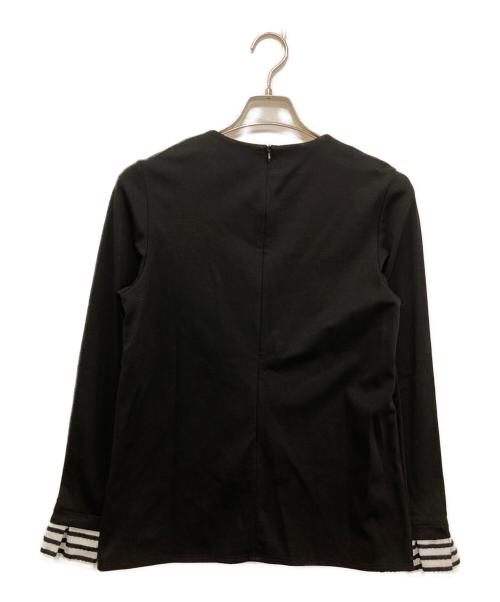 BORDERS at BALCONY（ボーダーズアットバルコニー）BORDERS at BALCONY (ボーダーズアットバルコニー) RUFFLED CUFF TEE BD1921-2B-53 ブラック サイズ:38の古着・服飾アイテム