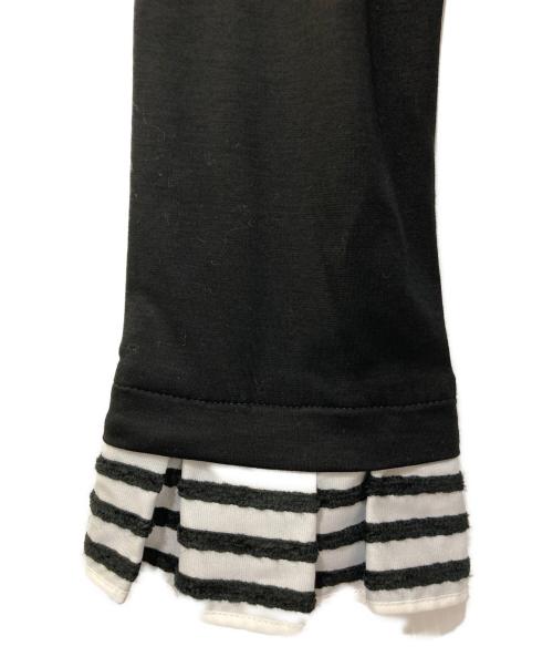 BORDERS at BALCONY（ボーダーズアットバルコニー）BORDERS at BALCONY (ボーダーズアットバルコニー) RUFFLED CUFF TEE BD1921-2B-53 ブラック サイズ:38の古着・服飾アイテム