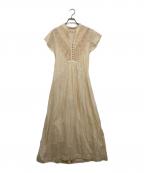 ne quittez pasヌキテパ）の古着「Cotton LurexStripe FrillSleeveDress」｜アイボリー