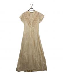 ne quittez pas（ヌキテパ）の古着「Cotton LurexStripe FrillSleeveDress」｜アイボリー