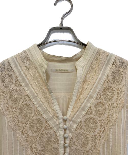 ne quittez pas（ヌキテパ）ne quittez pas (ヌキテパ) Cotton LurexStripe FrillSleeveDress アイボリー サイズ:不明(実寸をご参考下さい)の古着・服飾アイテム