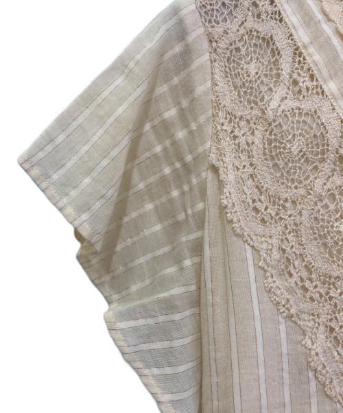 ne quittez pas（ヌキテパ）ne quittez pas (ヌキテパ) Cotton LurexStripe FrillSleeveDress アイボリー サイズ:不明(実寸をご参考下さい)の古着・服飾アイテム