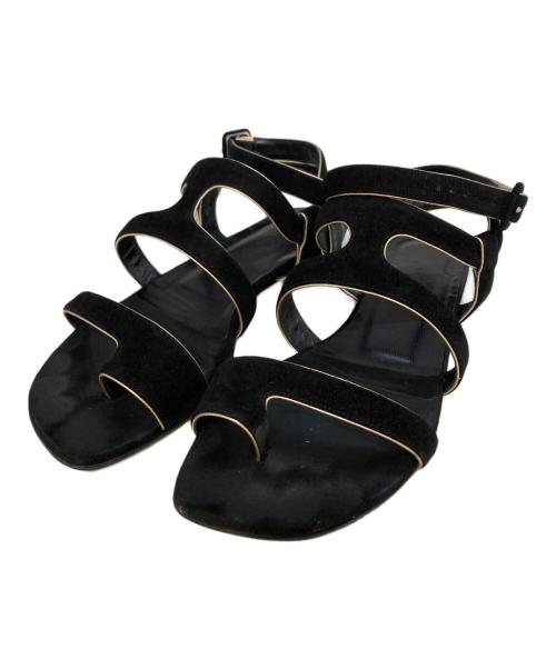 HERMES（エルメス）HERMES (エルメス) スエードストラップサンダル ブラック サイズ:37の古着・服飾アイテム