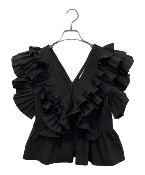 AMOMMA（アモマ）AMOMMA (アモマ) RAFFLE FRILL TOPS ブラック サイズ:FREEの古着・服飾アイテム