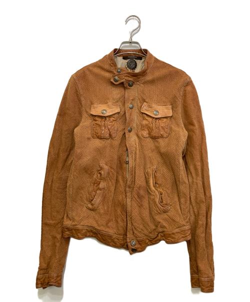 SANTACROCE（サンタクローチェ）SANTACROCE (サンタクローチェ) パンチングレザージャケット ブラウン サイズ:Sの古着・服飾アイテム