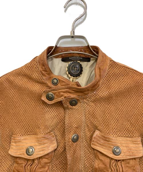 SANTACROCE（サンタクローチェ）SANTACROCE (サンタクローチェ) パンチングレザージャケット ブラウン サイズ:Sの古着・服飾アイテム