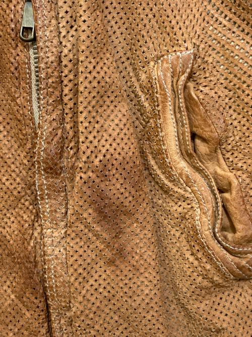 SANTACROCE（サンタクローチェ）SANTACROCE (サンタクローチェ) パンチングレザージャケット ブラウン サイズ:Sの古着・服飾アイテム
