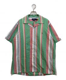 POLO RALPH LAUREN（ポロ・ラルフローレン）の古着「オープンカラーストライプシャツ」｜グリーン