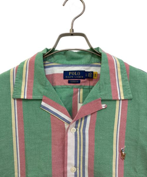 POLO RALPH LAUREN（ポロ・ラルフローレン）POLO RALPH LAUREN (ポロ・ラルフローレン) オープンカラーストライプシャツ グリーン サイズ:L 未使用品の古着・服飾アイテム