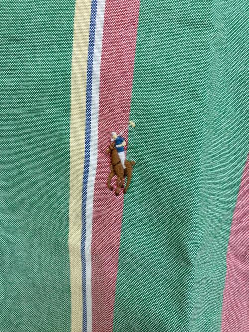 POLO RALPH LAUREN（ポロ・ラルフローレン）POLO RALPH LAUREN (ポロ・ラルフローレン) オープンカラーストライプシャツ グリーン サイズ:L 未使用品の古着・服飾アイテム