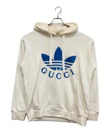 adidas×GUCCI（アディダス×グッチ）の古着「トレフォイルエンブロイダリー/プルオーバーパーカー　702607 XJEDA」｜ホワイト