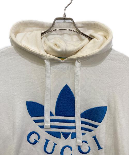 adidas（アディダス）adidas (アディダス) GUCCI (グッチ) トレフォイルエンブロイダリー/プルオーバーパーカー　702607 XJEDA ホワイト サイズ:Sの古着・服飾アイテム