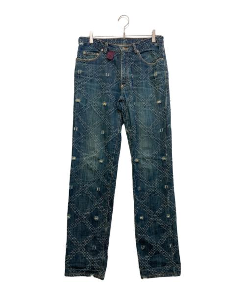 Vivienne Westwood man（ヴィヴィアン ウェストウッド マン）Vivienne Westwood man (ヴィヴィアン ウェストウッド マン) ダイヤモンドパターンダメージ加工デニムパンツ インディゴ サイズ:46の古着・服飾アイテム