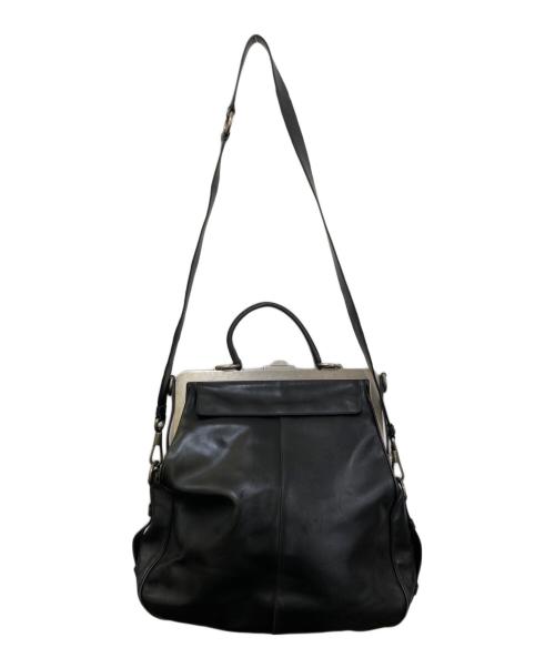 Yves Saint Laurent Rive Gauche（イヴ・サンローラン リヴ・ゴーシュ）Yves Saint Laurent Rive Gauche (イヴ・サンローラン リヴ・ゴーシュ) がま口レザー2WAYショルダーバッグ ブラックの古着・服飾アイテム