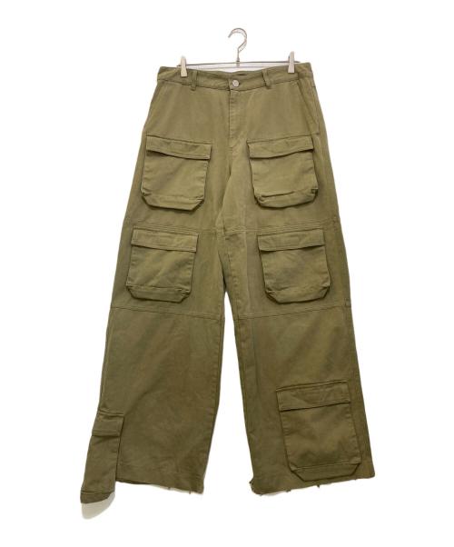 GRAFFITIONMIND（グラフィティオンマインド）GRAFFITIONMIND (グラフィティオンマインド) MULTI POCKET CARGO PANTS カーキ サイズ:実寸参照の古着・服飾アイテム