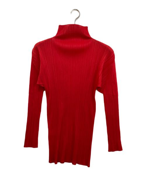 ISSEY MIYAKE（イッセイミヤケ）ISSEY MIYAKE (イッセイミヤケ) プリーツハイネックカットソ―　PP39-JK604 レッド サイズ:Sの古着・服飾アイテム