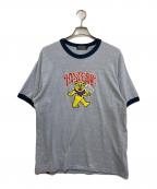 Hysteric Glamourヒステリックグラマー）の古着「FIRE BEAR GLITTER Tシャツ」｜ブルー
