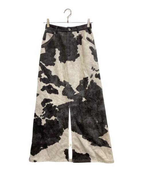 Ameri（アメリ）Ameri (アメリ) COW PATTERN SUEDE LIKE SKIRT　0125209810540 ホワイト×グレー サイズ:M 未使用品の古着・服飾アイテム