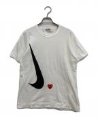 NIKE×PLAY COMME des GARCONSナイキ×プレイコムデギャルソン）の古着「プリントロゴＴシャツ」｜ホワイト