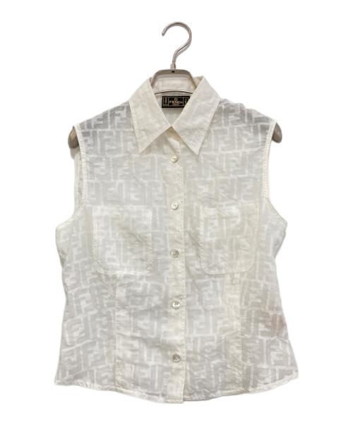 FENDI（フェンディ）FENDI (フェンディ) ズッカ柄ノースリーブシャツ ホワイト サイズ:実寸参照の古着・服飾アイテム