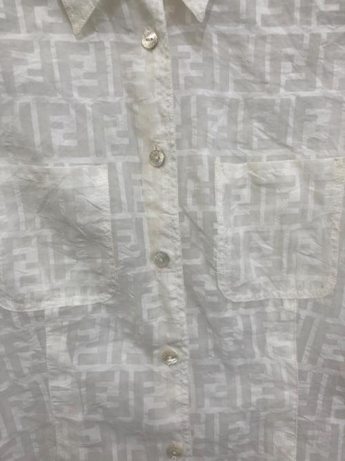 FENDI（フェンディ）FENDI (フェンディ) ズッカ柄ノースリーブシャツ ホワイト サイズ:実寸参照の古着・服飾アイテム