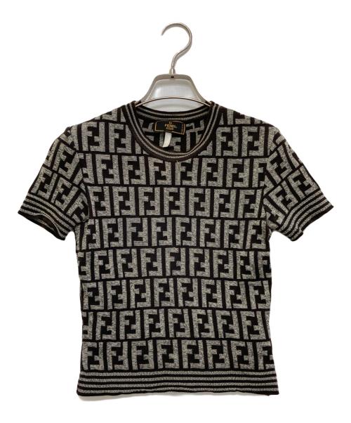 FENDI（フェンディ）FENDI (フェンディ) ズッカ柄ショートスリーブニット ブラウン サイズ:実寸参照の古着・服飾アイテム