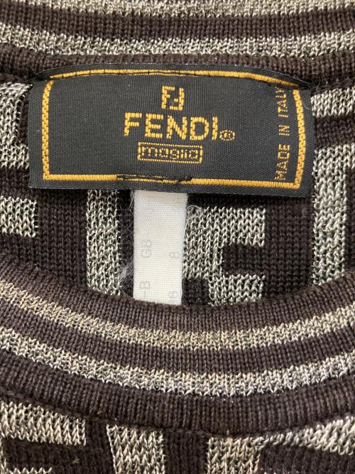 FENDI（フェンディ）FENDI (フェンディ) ズッカ柄ショートスリーブニット ブラウン サイズ:実寸参照の古着・服飾アイテム