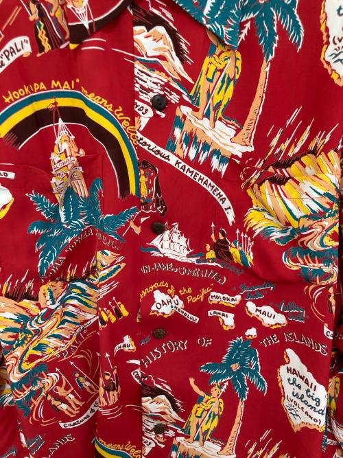 Sun Surf（サンサーフ）Sun Surf (サンサーフ) レーヨンアロハシャツ レッド サイズ:Lの古着・服飾アイテム