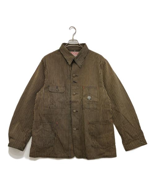 SUGAR CANE（シュガーケーン）SUGAR CANE (シュガーケーン) FICTION ROMANCE 11oz. BROWN LIBERTY STRIPE WORK COAT イエロー×ブラック サイズ:40の古着・服飾アイテム