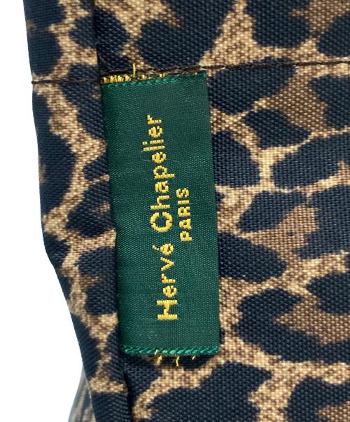 Herve Chapelier（エルベシャプリエ）Herve Chapelier (エルベシャプリエ) レオパード舟形ハンドバッグ ブラウンの古着・服飾アイテム