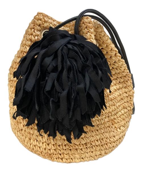 LUDLOW（ラドロー）LUDLOW (ラドロー) ストローフリンジ巾着バッグ ベージュの古着・服飾アイテム