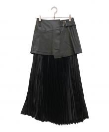 theory luxe（セオリーリュクス）の古着「CHINTZED SATIN プリーススカート」｜ブラック