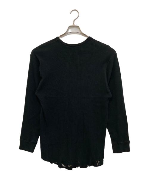 ANCELLM（アンセルム）ANCELLM (アンセルム) DAMAGE WAFFLE CREW LS T-SHIRT ANC-CT56 ブラック サイズ:2の古着・服飾アイテム