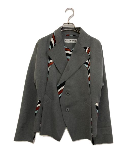 ISSEY MIYAKE（イッセイミヤケ）ISSEY MIYAKE (イッセイミヤケ) 切替ボンディングテーラードジャケット　IM54FD501 カーキ サイズ:1の古着・服飾アイテム