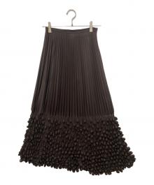 ISSEY MIYAKE（イッセイミヤケ）の古着「切替プリーツロングスカート　IM24FG902」｜ブラウン