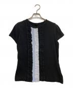 Y'sワイズ）の古着「フリル切替Tシャツ」｜ブラック