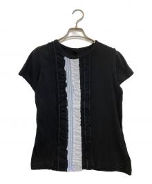 Y's（ワイズ）の古着「フリル切替Tシャツ」｜ブラック