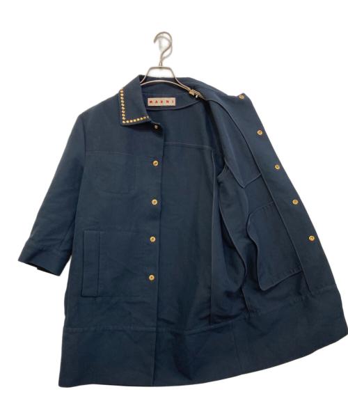 MARNI（マルニ）MARNI (マルニ) スタッズ付きコットンコート ネイビー サイズ:38の古着・服飾アイテム